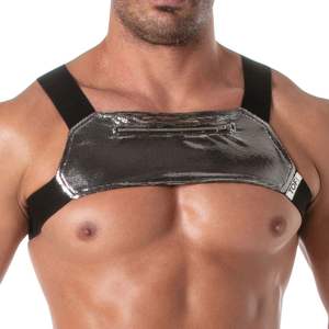 Harnais Kinky Noir pour Hommes, Vêtement de Club Fetichiste, Harnais de Poitrine en Cuir Réglable - Product Image 1