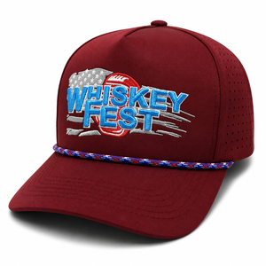 หมวกแก๊ปทรง Trucker สีแดงเลือดหมู ผลิตตามแบบ OEM ผ้าโพลีเอสเตอร์/คอตตอน ตัดด้วยเลเซอร์ ปักโลโก้ 3 มิติ สำหรับทุกเพศทุกวัย เหมาะสำหรับเล่นกอล์ฟ ใช้ได้ทุกฤดู - Product Image 1