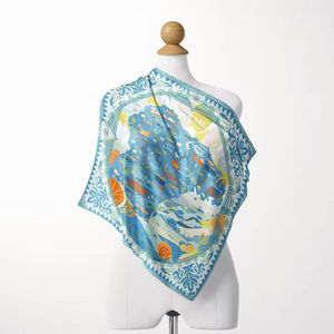 New Season Womens Mulberry <b>Silk</b> <b>Square</b> <b>Scarf</b> Geometric Print Soft Breathable Neck Hair Wrap Bandana Elegant Premium Daily Life - Product Image 6