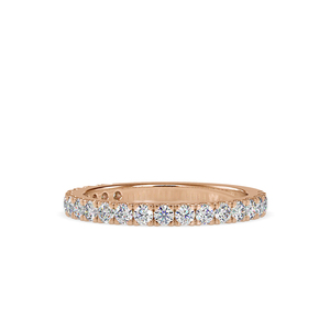 Moissanite Eternity Wedding Band, Half Pave <b>Dainty</b> Stackable <b>Ring</b>, Minimalist Gold Anniversary Band for Women - Product Image 3