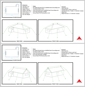 Tente tactique avec salle de bain intégrée, rectangulaire, double couche, toile imperméable, abri de camping 4 saisons avec 2 portes et 2 fenêtres - Product Image 6