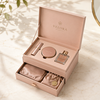 Boîte de rangement pour bijoux écologique haut de gamme réutilisable à double tiroir rigide avec doublure en éponge, finition mate, logo personnalisé UV