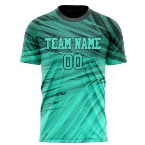 T-shirt d'équipe sportive vert sarcelle foncé, sublimation diagonale, 100 % polyester respirant, maillot personnalisé avec nom d'équipe, vêtements de football en gros - Product Image 5