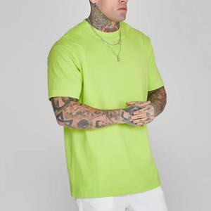 180GSM 100% Cotton Unisex T-Shirt Plain O-Neck Solid Design Streetwear Soccer Top Front Graphic Custom Neon Green T Shirt Street - Product Image 2