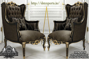 Juego de sofá clásico negro y dorado tallado a mano Juego de sofá artesanal de madera de teca de estilo francés Juego de sofá lujoso en esmalte de oro negro - Product Image 4