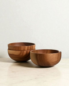 Tazón de madera tallado a mano estilo Wabi-Sabi, con vetas naturales, centro de mesa decorativo, platos de madera para servir en el hogar y la cocina. - Product Image 4