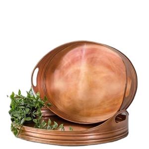 Plateau de service en cuivre de forme ovale le plus vendu hôtel personnalisé utilisé meilleur vendeur direct d'usine - Product Image 1