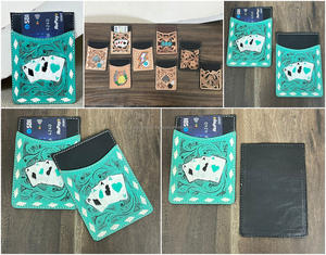 Porte-cartes élégant en cuir de vache véritable fait main, motif floral gravé, portefeuille fin pour poche avant, étui pour cartes de crédit professionnelles avec protection RFID - Product Image 3