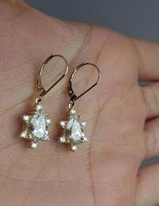 Pendientes Colgantes de Diamantes Cultivados en Laboratorio de 3.56 Ct, Oro Sólido de 14K, Forma de Pera y Redonda, Joyería Minimalista y Elegante para Mujer, Regalo para Fiesta - Product Image 3