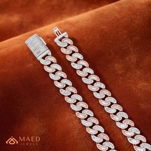 Rose Gold Baguette Moissanite Cuban Link Necklace Iced Luxury Hip Hop Chain Jewelry for Men Women Engagement Anniversary Gift - Product Image 4