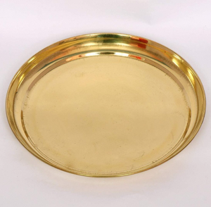 Premium Floral Brass Puja Plate for Daily Puja Traditional Floral Brass Puja Thali for <b>Mandir</b> Elegant Traditional Flower Brass - Product Image 3