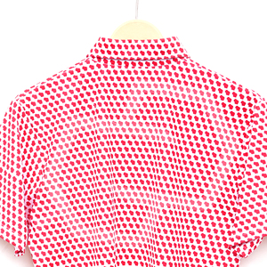 Polo de golf unisexe rouge et blanc à pois, manches courtes, respirant, en polyester, pour adulte, tenue décontractée, uniforme sportif personnalisé, vente en gros - Product Image 5