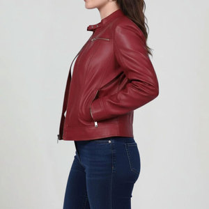 Vestes en cuir courtes pour femmes, vêtements d'extérieur tendance, vestes en cuir courtes de qualité supérieure pour femmes en vente à bas prix - Product Image 3