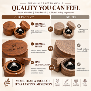 Boîte à bagues en bois de qualité supérieure – Boîte cadeau ronde pour bijoux avec support à bague en velours - Product Image 2