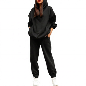 Conjunto Deportivo Verde Sólido con Capucha para Mujer, Sudadera Holgada de Manga Larga y Pantalones Deportivos con Bolsillos Laterales, Ropa de Otoño - Product Image 4
