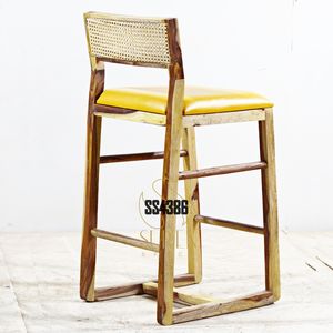 Dernière chaise de bar haute de concepteur fait à la main chaise de canne en bois massif de concepteur commercial hôtels et chaise de bar - Product Image 2