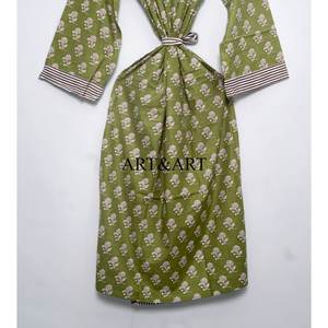 Kimono largo de algodón para mujer, estampado floral, lavable, cómodo, ropa de dormir, vestido de dama de honor, ropa de playa, hecho a mano - Product Image 6