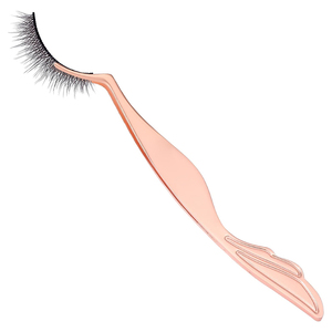 Wholesale Rose Gold Color Eyelash Applicator Tools Strong Tip Grips Metal Eye <b>Lash</b> Applicators Tweezer With Customized Logo - Product Image 2