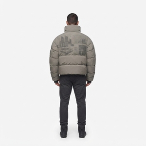 OEM Custom Windproof Water-resistant Sustainable Brutalist <b>Puffer</b> <b>Jacket</b> Men Heavyweight Crinkle Nylon Canvas <b>Cropped</b> Winter - Product Image 2