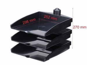 Organizador de Escritorio de Oficina de 3 Niveles, Negro, para Documentos, Bandeja de Plástico para Libros y Revistas con Divisores - Product Image 5