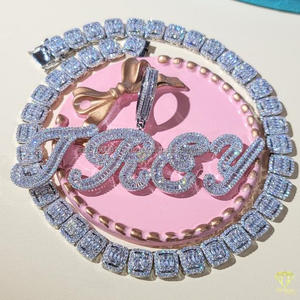 Collier pendentif de luxe en moissanite et diamant « Ashley » en argent, bijoux hip-hop, vente en gros - Product Image 5