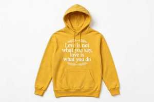 เสื้อฮู้ดสีน้ำเงินกรมท่าสำหรับผู้ชาย พิมพ์ลาย Love Is Not What You Say ผ้าฝ้ายลำลอง มีกระเป๋า ทรงปกติ ใส่ได้ในฤดูใบไม้ผลิ รับผลิตแบบ OEM - Product Image 5