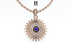 Pendentif de luxe au design rayon de soleil, collier en or 14K/18K avec diamants de laboratoire/naturels, fournisseur de bijoux en gros - Product Image 4