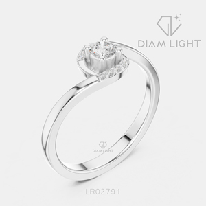 Élégante bague en or blanc 14 carats avec diamant de laboratoire taille ronde 0,146 carats, certifiée IGI, couleur F+, clarté VS+, bijoux de fiançailles et de mariage - Product Image 2
