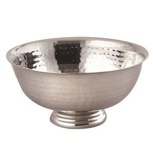 Luxury Silver Metal Decorative Serving Bowl Stainless Steel Salad Fruit Bowl with Wood Legs Scalloped Edge <b>Tabletop</b> Home Decor - Product Image 4