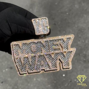 Collier pendentif personnalisé de haute qualité, entièrement serti de pierres, bijoux de luxe tendance hip-hop - Product Image 4