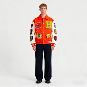 Vintage School <b>Baseball</b> Letterman Varsity <b>Jacket</b> Chenille Applique Embroidered Patchwork Winter 100% Wool - Product Image 1