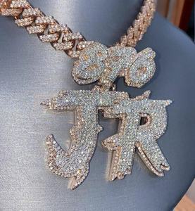 จี้ห้อยคอฮิปฮอปเงินแท้ 925 ประดับเพชรโมอิสซาไนต์ทรงกลมเจียระไนแบบบริลเลียนท์ สลักอักษรย่อตามสั่ง ของขวัญสำหรับผู้ชายและผู้หญิง - Product Image 1