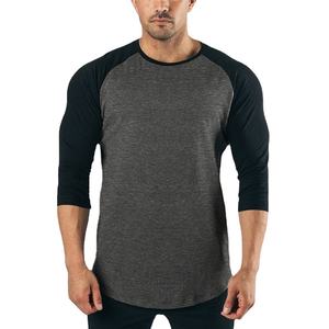 Otoño hombres 34 manga gimnasio ropa algodón sólido entrenamiento Camiseta 100% algodón ajuste suelto Fitness Tops para correr - Product Image 6