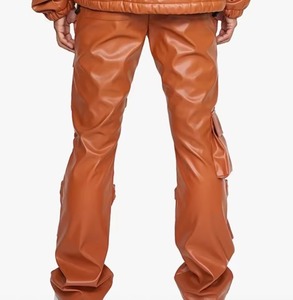 Womens <b>mens</b> Breathable <b>Winter</b> Crocheted Leather Pants Black Mid Waist Wide Leg <b>Trouser</b> Pants - Product Image 4