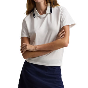 Polo personnalisé pour femme avec col superposé, logo sur mesure, en coton premium, décontracté, pour l'été, uniforme de golf - Product Image 4