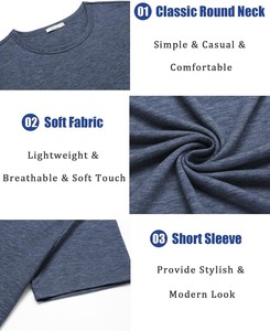 T-shirt Homme en Coton Doux Coupe Slim Vente en Gros Décontracté Manches Courtes Col Rond Respirant Séchage Rapide Écologique Confortable Quotidien - Product Image 6