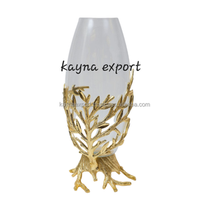 Jarrón de Flores de Latón Chapado en Oro para Mesa, con Vidrio Transparente, Estilo Costero, para Decoraciones de Boda, Gran Venta - Product Image 2