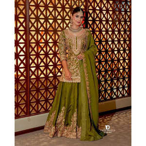 Ensemble de costumes de soirée pour femmes Top Plazzo Dupatta - Product Image 3