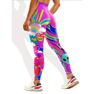 Leggings de yoga sans couture en Spandex/Polyester pour femmes, durables, avec dentelle décorative, taille haute élastique et respirants - Product Image 6