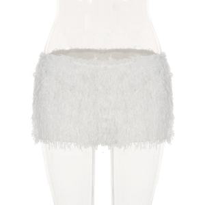 Shorts de Algodón con Forro Sherpa para Mujer, con Ribete de Piel Sintética, Cintura Alta, Bolsillos Laterales, Cordón Ajustable, Ropa Cómoda para Invierno, Secado Rápido - Product Image 5