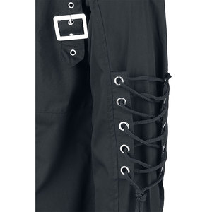 <b>Men's</b> Gothic Punk Shirt Long Sleeve Black Cotton Top with Buckle Straps Eyelet Lacing and Zipper Pockets Alternative Rock - Product Image 6