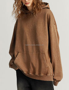 Sweat-shirt unisexe pour femme, coupe oversize, vintage, en coton molletonné épais, délavé à l'acide, avec badge, anti-rétrécissement, séchage rapide, pour l'hiver - Product Image 4