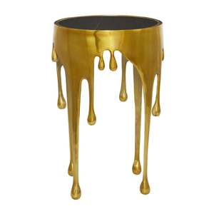 Space Saver Modern <b>Round</b> <b>Coffee</b> <b>Table</b> with Marble Top <b>Metal</b> Frame Durable Finish 20 Inch Height Decorative Living Room Furniture - Product Image 3