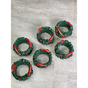 Christmas Resin Eco-Friendly Napkin <b>Rings</b> Green <b>Wreath</b> Design 5 Cm Width Traditional Luxury Wedding Party Table Decoration - Product Image 5