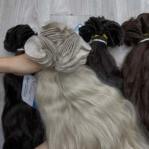 Best Selling 100% Vietnamese Human Hair Colored Natural Wavy Hand Tied Weft Shining No <b>Tangle</b> No Shedding Ready To Ship - Product Image 6