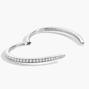 Bracelet manchette en argent sterling 925 avec zircone cubique taille brillant, design à espace négatif, pour femme, usage quotidien et bureau - Product Image 5