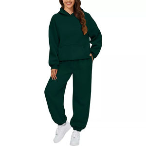 Conjunto deportivo unisex de felpa francesa verde personalizado para hombre y mujer, chándal para mujer - Product Image 3