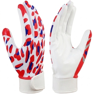 Gants de football américain personnalisés OEM à doigts entiers, en cuir synthétique respirant, avec grip adhésif et fermeture auto-agrippante, unisexes - Product Image 3