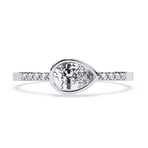 Anillo de Compromiso con Diamante Corte Pera para Mujer, Oro Blanco, Diamante Natural, Estilo Clásico, Certificado GIA - Product Image 1