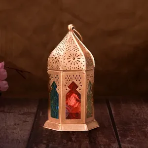 Antique Gold Moroccan Metal <b>Lantern</b> <b>Set</b> Decorative Hollow Tealight Candle Holder For Ramadan Eid Mubarak And Wedding Table Decor - Product Image 3